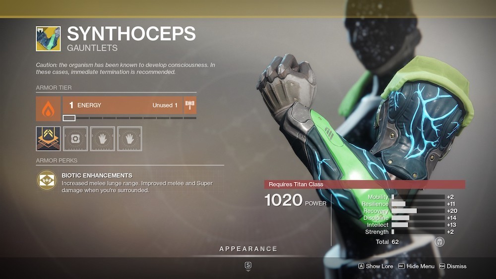 Upgrade your melee with Synthoceps, which gives you a damage boost when you're surrounded and amps up your lunge.