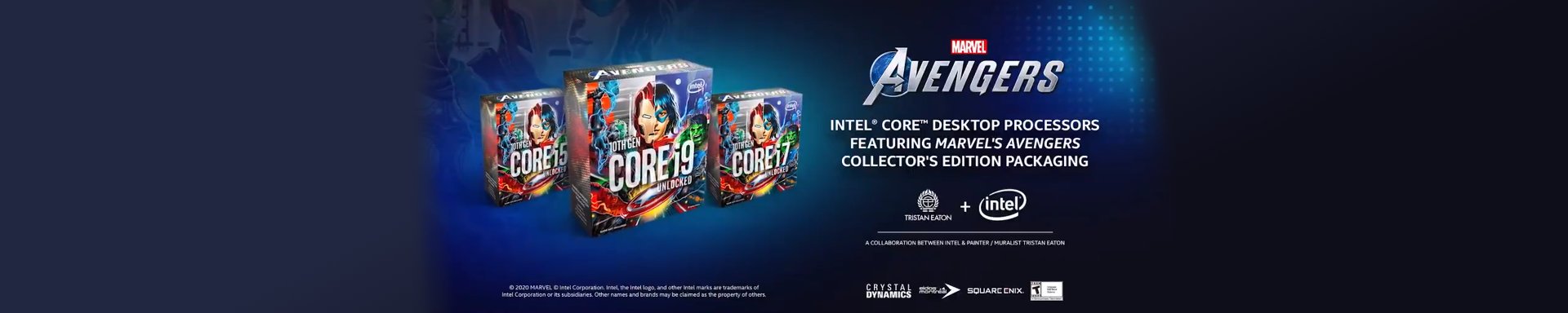 Fatia de embalagem da edição de colecionador dos Vingadores da Marvel Intel i9