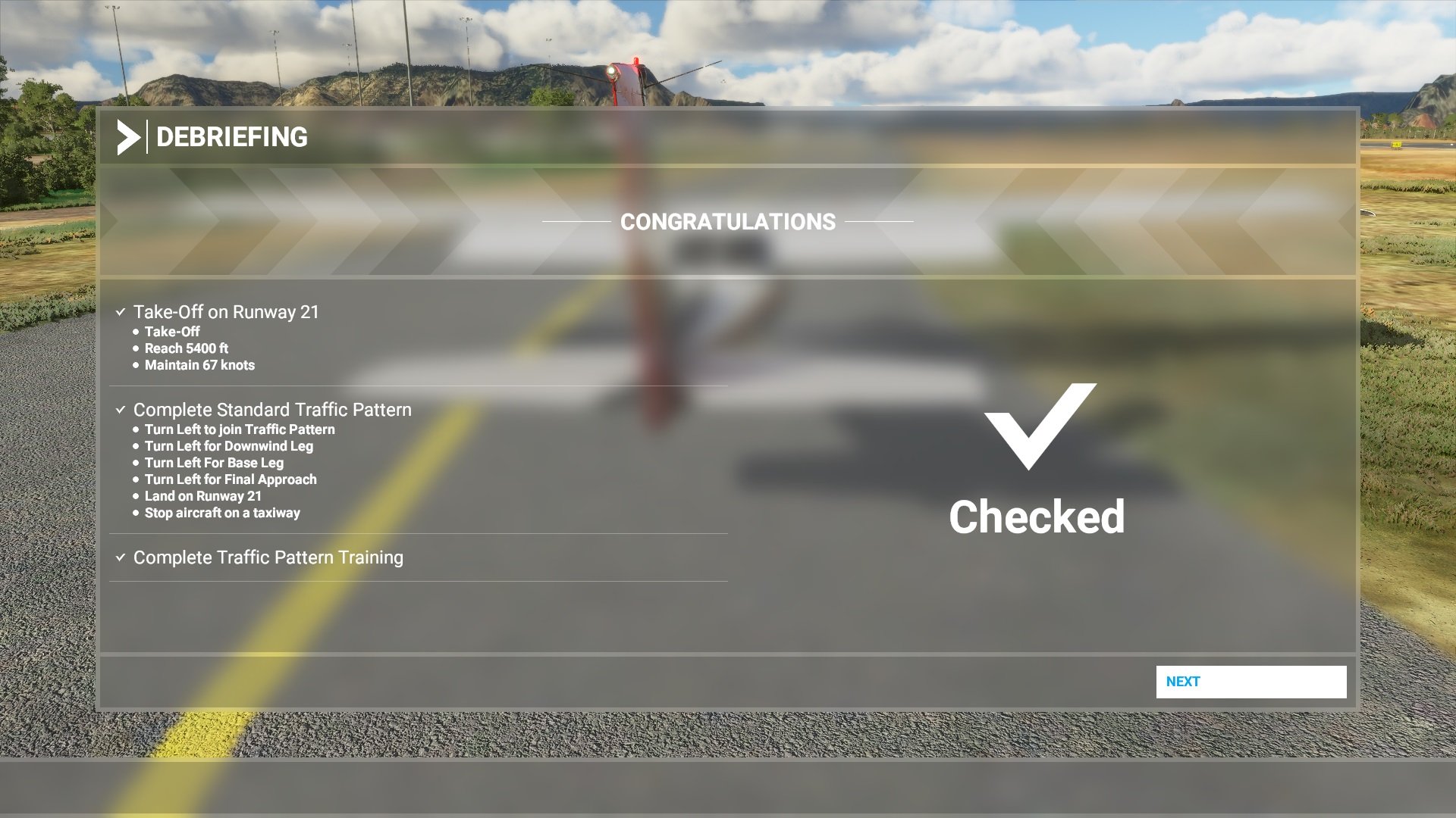 Način usposabljanja Microsoft Flight Simulator (2020).