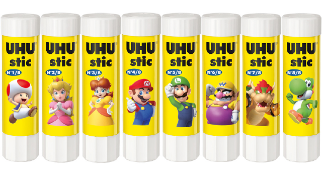 Bidh Uhu a’ nochdadh raon Adhesives Super Mario