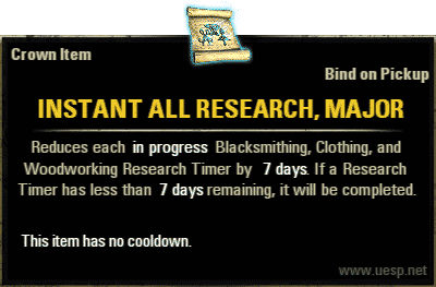 Instant All Research, Major, Crown Consumable (image by UESP.net)