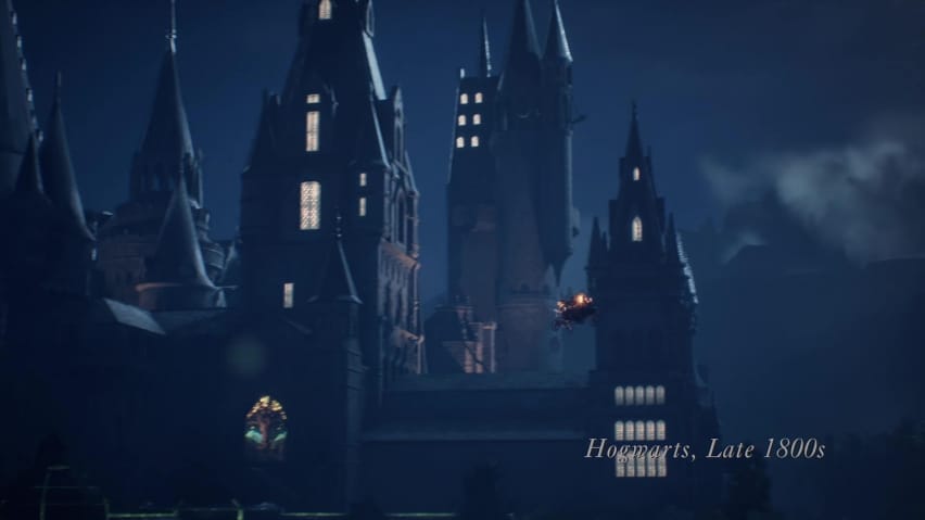 Una ripresa di Hogwarts nel trailer di Hogwarts Legacy.