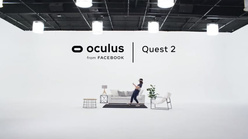 მომხმარებელი, რომელიც თამაშობს Oculus Quest 2-ს Facebook-ის ვიდეოში, რომელიც გაჟონა