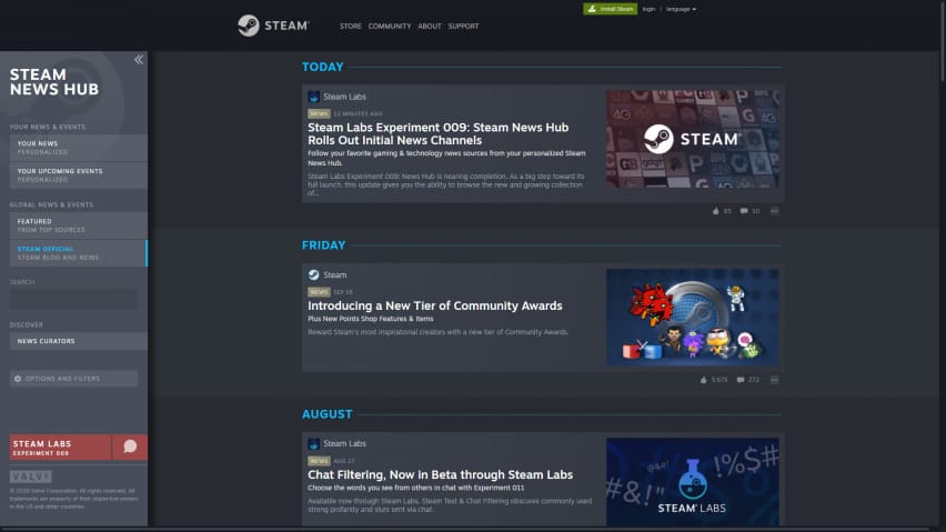 Steam News Steam Labs דעקן