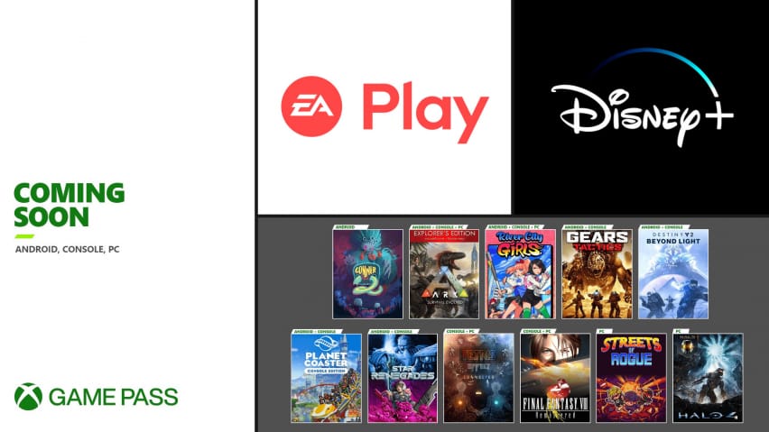 Xbox Game Pass EA Chwarae clawr Gemau Newydd Disney Plus