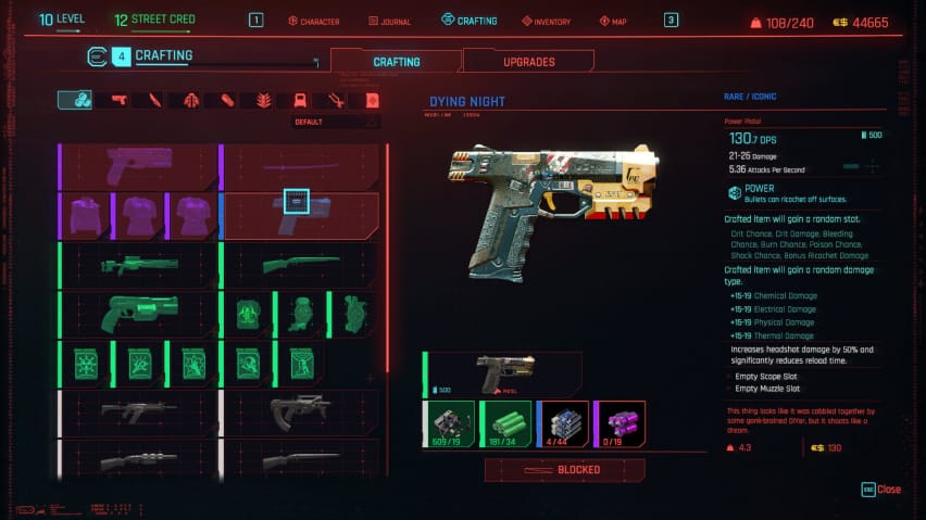 Cyberpunk 2077 Crafting Guide