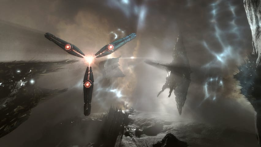 Tembakan saka EVE Online, sing entuk penembak spinoff sing dikembangake dening Sperasoft lan CCP Games