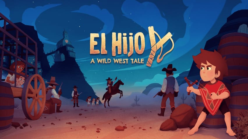 In El Hijo: A Wild West Tale kauert ein Junge mit einer Steinschleuder hinter einem Felsen