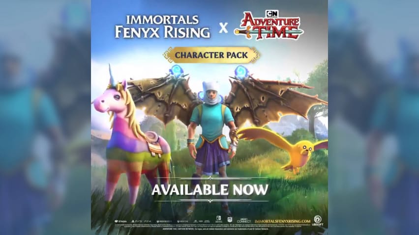 Εξώφυλλο πακέτου χαρακτήρων Immortals Fenyx Rising x Adventure Time