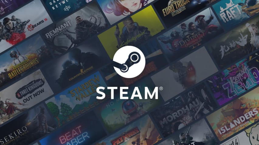 A Steam logó, amely azt a platformot mutatja be, amelyre a Denuvo beépítette csalás elleni intézkedéseit