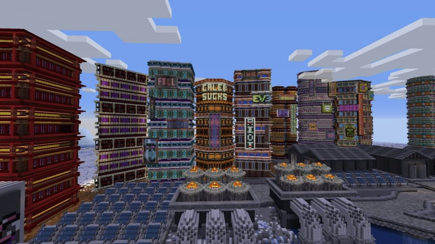 Eine Aufnahme aus Night Citys Erholung in Minecraft.