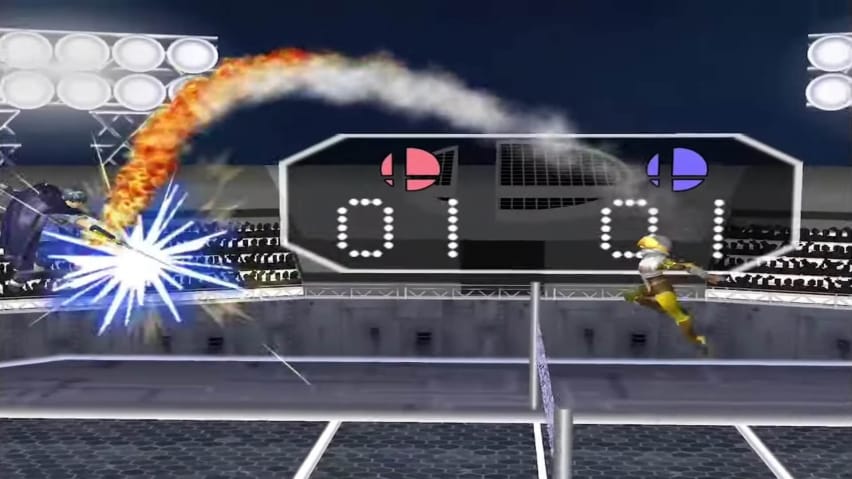 Une capture d'écran du mode volley-ball dans un nouveau mod Super Smash Bros Melee.