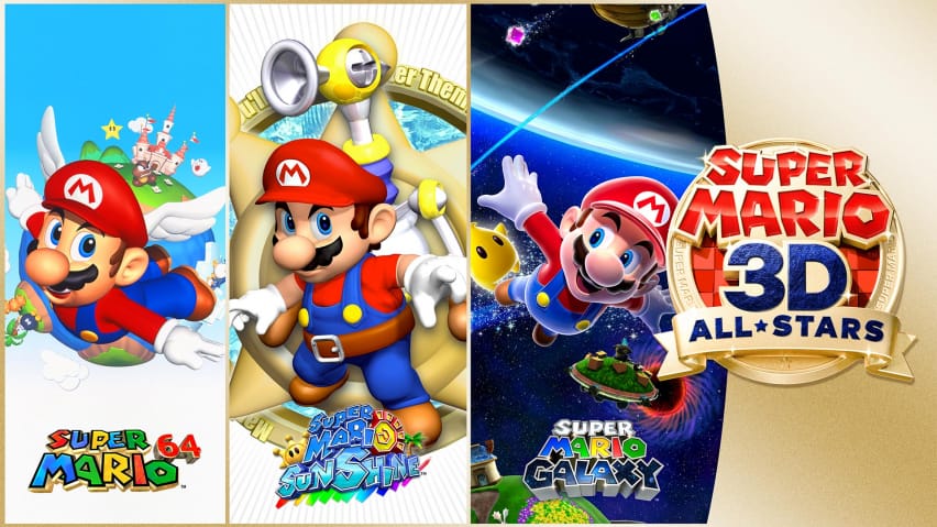 Super Mario 3D All Stars ine matatu ekirasi Mario mitambo
