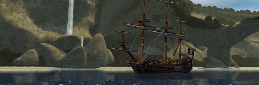 Piraten van de brandende zee Jus Chillin op een eiland