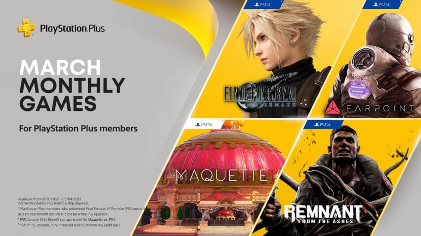 March PS Plus lineup, petitur ab Final Fantasy VII Remake