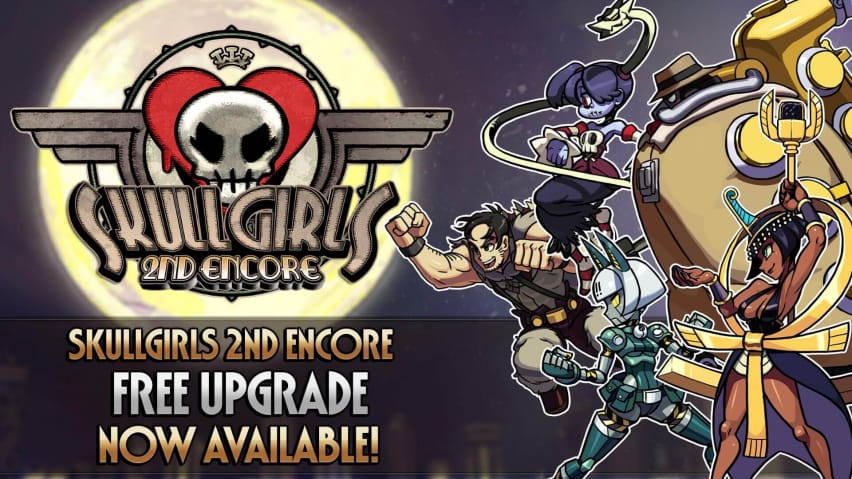 La pancarta que anuncia tots els DLC anteriors de Skullgirls serà gratuïta per a tots els jugadors