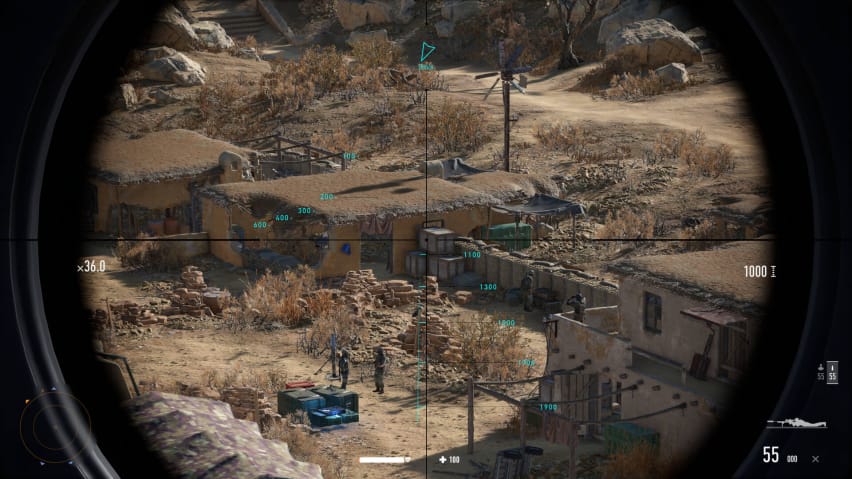 Ο παίκτης στοχεύει κάτω από ένα πεδίο στο Sniper Ghost Warrior Contracts 2