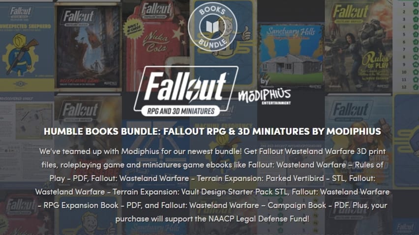 Bundle Books Humble: Fallout RPG & 3D Miniatures Key Art