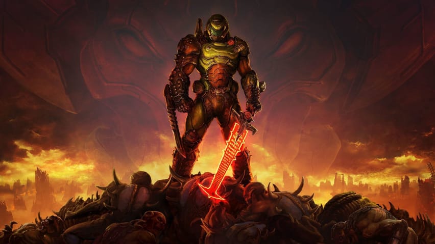 The Doom Slayer in id Software en Bethesda se Doom Eternal