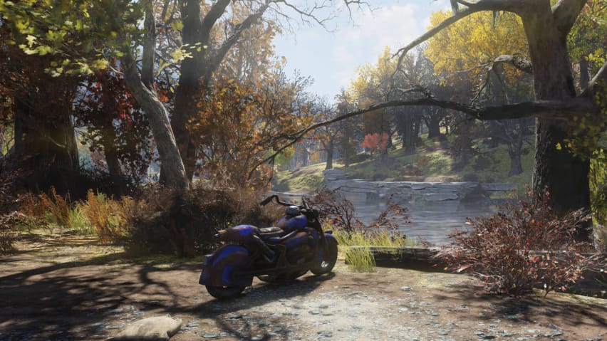 Een eenzame motorfiets in West Virginia in Fallout 76