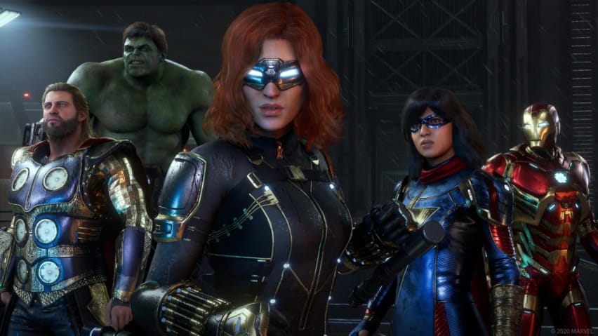 Ang pangunahing cast ng mga bayani mula sa Marvel's Avengers.