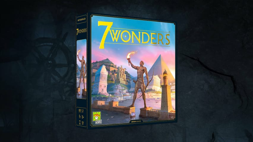 A box of the 7 Wonders board game