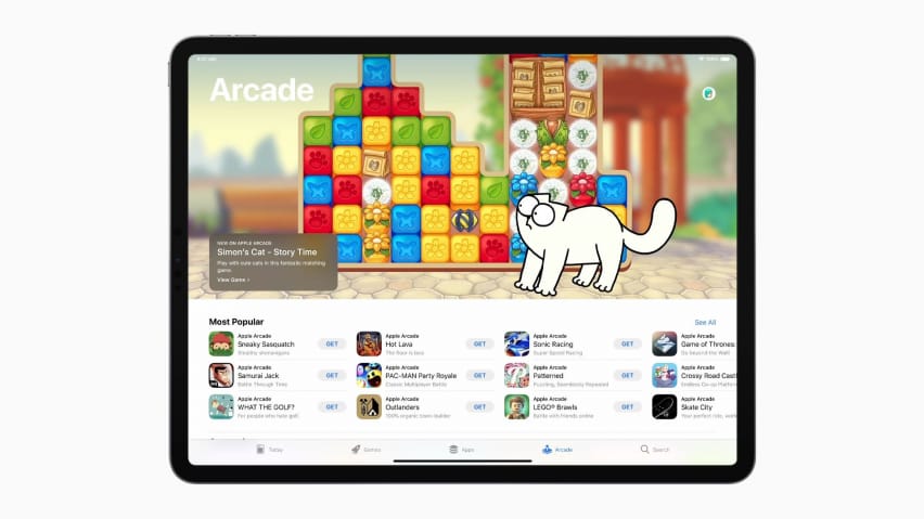 Slika, ki prikazuje glavni zaslon Apple Arcade