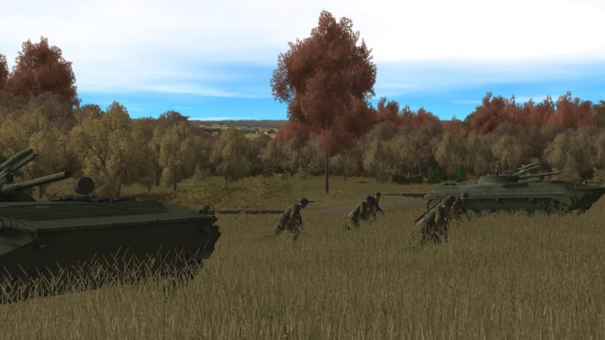 القوات تسير بجانب الدبابات في مهمة قتالية: الحرب الباردة