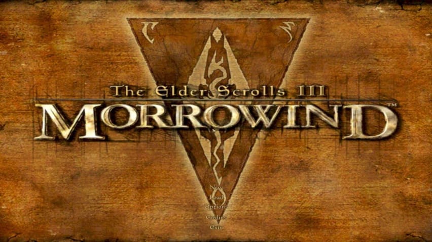 Skrin tajuk untuk The Elder Scrolls: Morrowind.