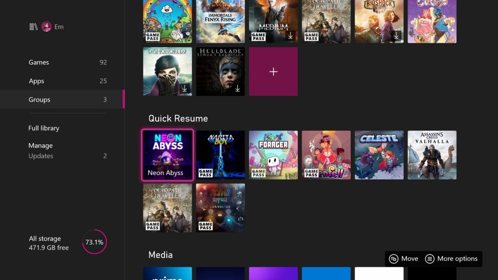 Xbox Series X S Quick Resume Group