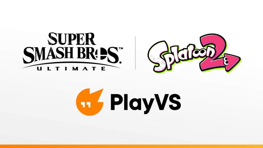 Super Smash Bros. Ultimate, Splatoon 2 மற்றும் PlayVSக்கான லோகோக்கள்.