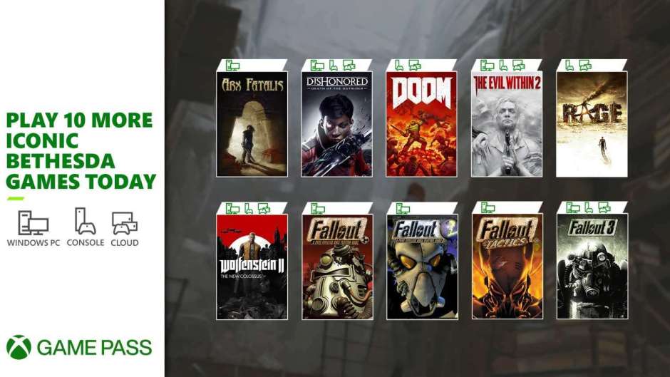 Bethesda lisab Xboxi mängupassi pealkirjad