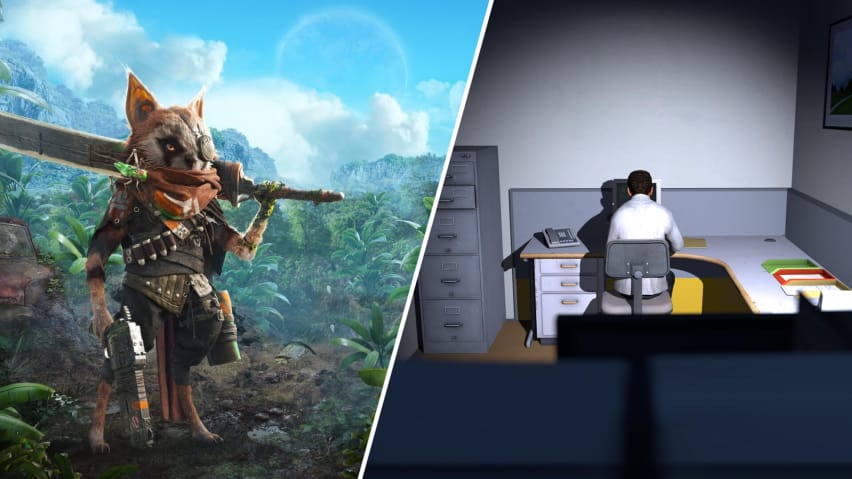 Bytost z Biomutant a Stanley z The Stanley Parable