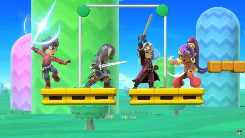 The Skyrim, Devil May Cry, Shantae, and Tales of Symphonia Mii کے ملبوسات Super Smash Bros Ultimate میں