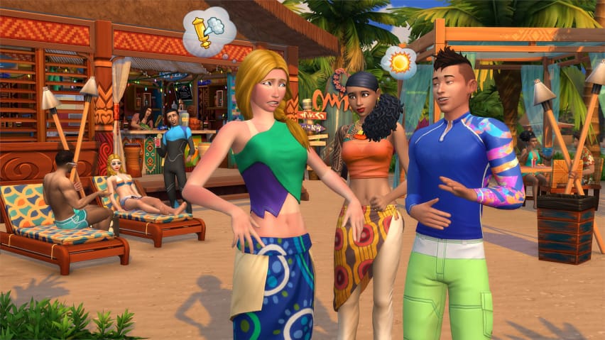Skupina Simíků v The Sims.