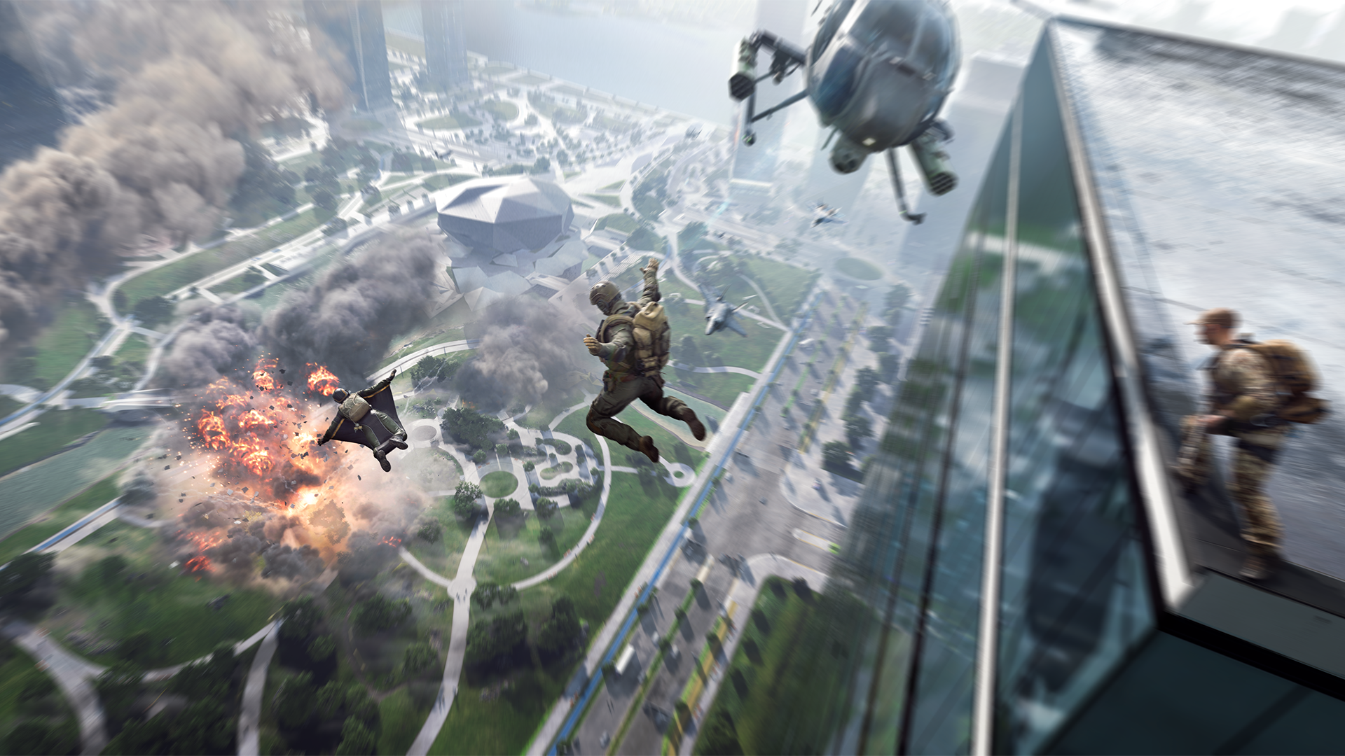 Слика на скокање од зграда од бојното поле 2042 година