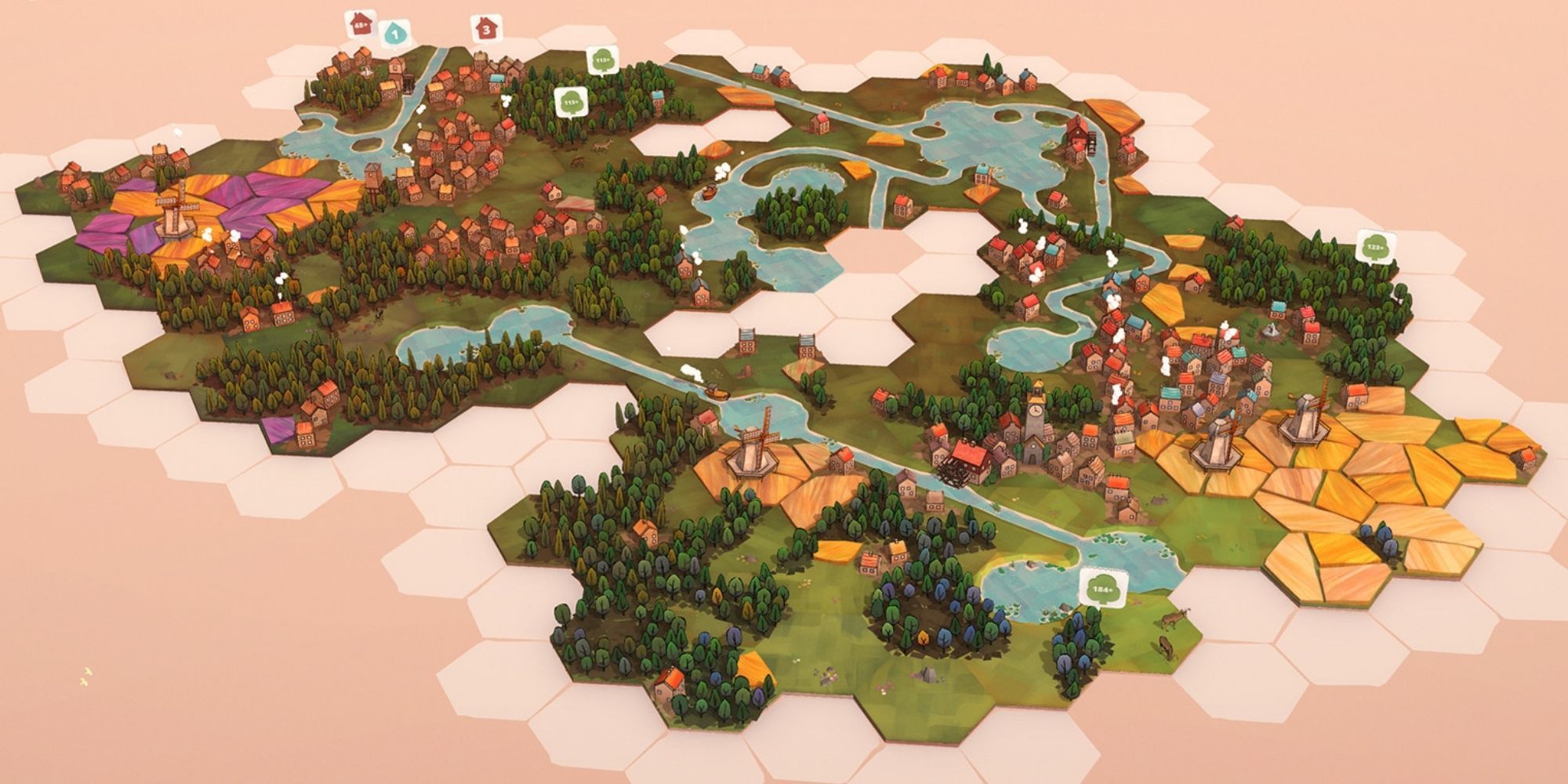 Dorfromantik-In-Game-Screenshot des Spielerbretts (1)