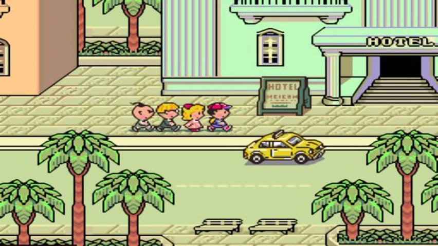 Ness and his friends in Summers in the game EarthBound.