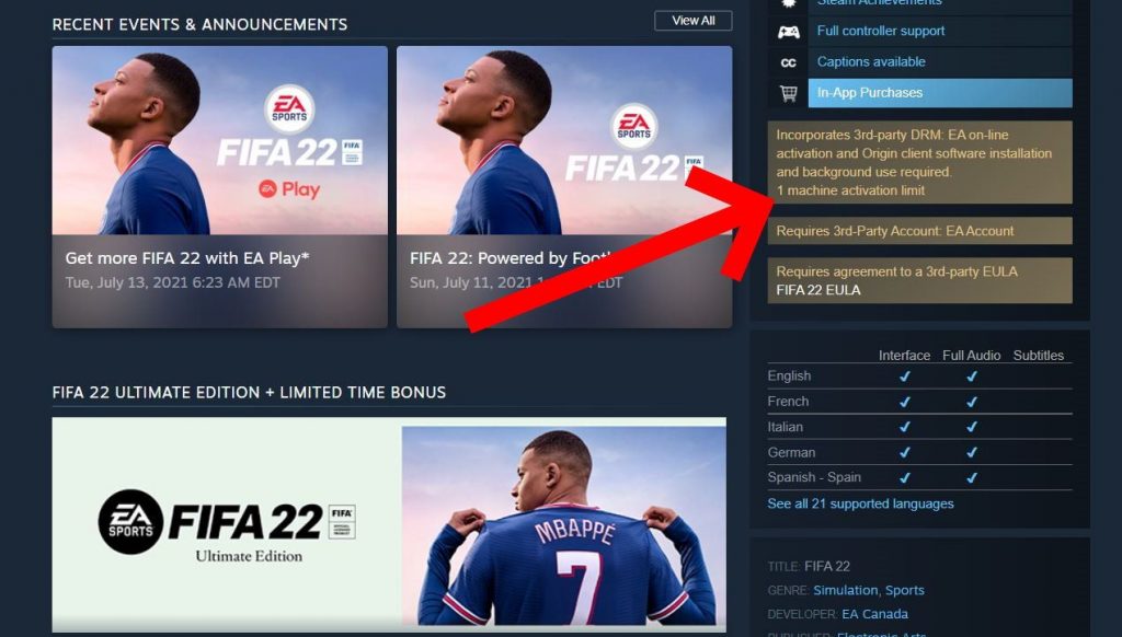 Fifa 22 On Steam Via Steam