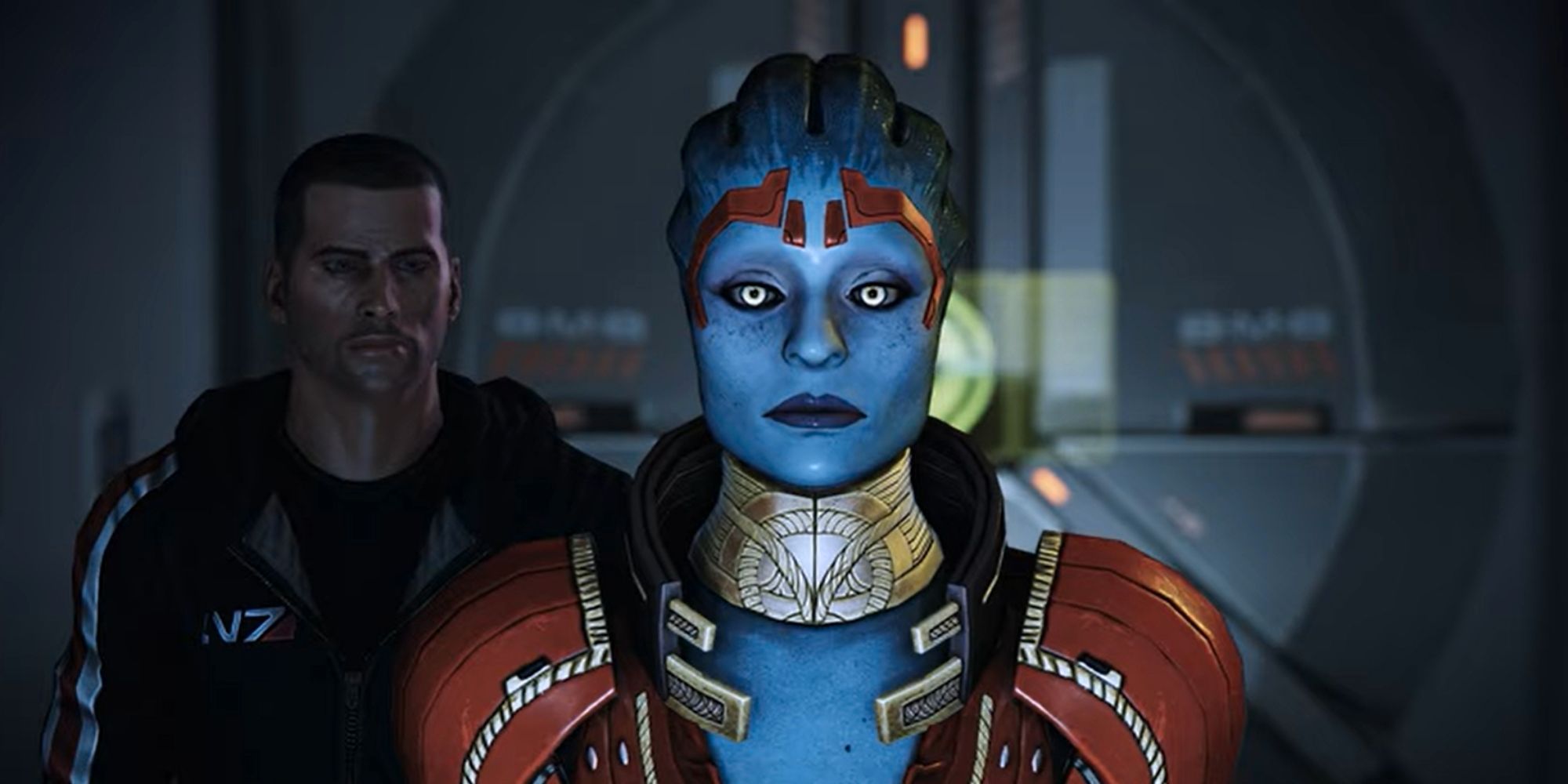 Mass Effect 2 Shepard conversando com Samara