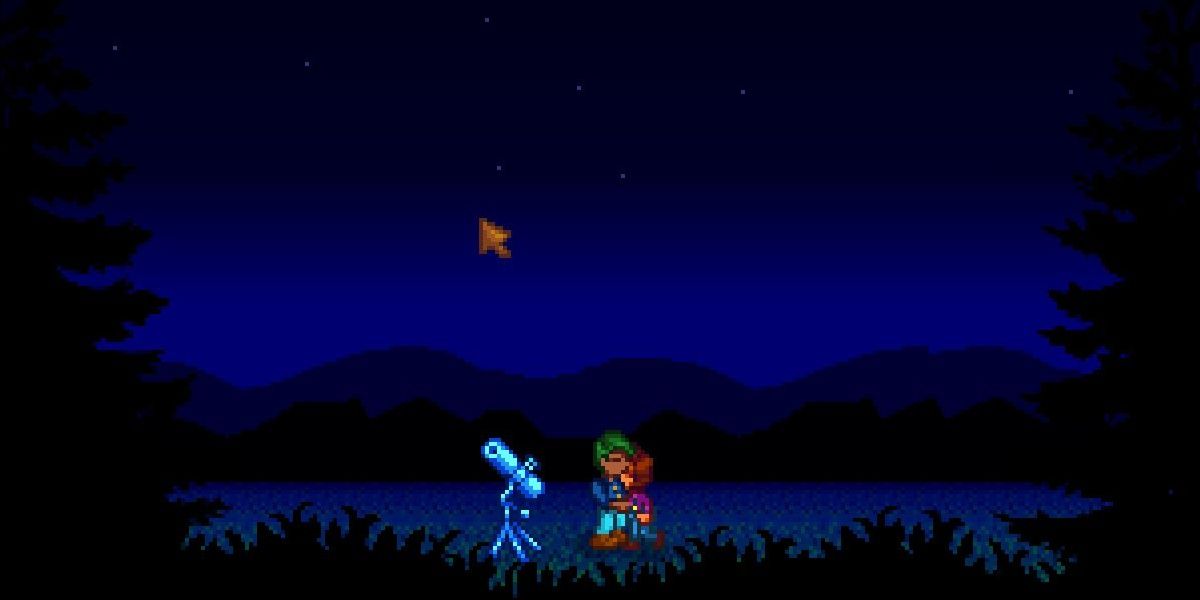 Maru and the player huggin under the stars