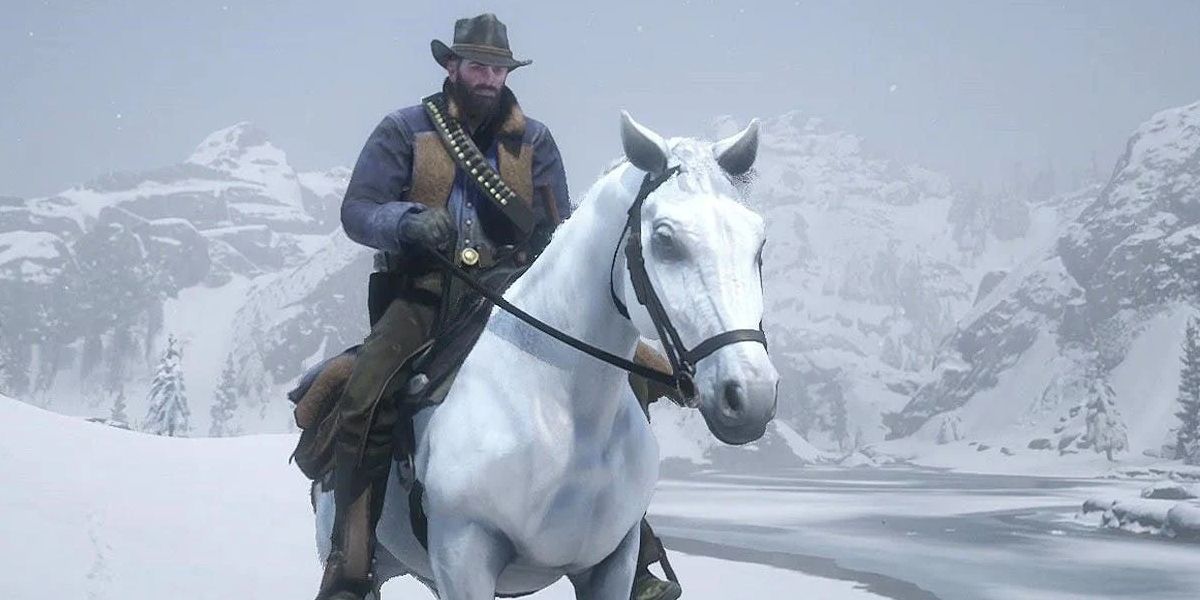 Red Dead Redemption 2 Arthur On A White Arabian Stallion