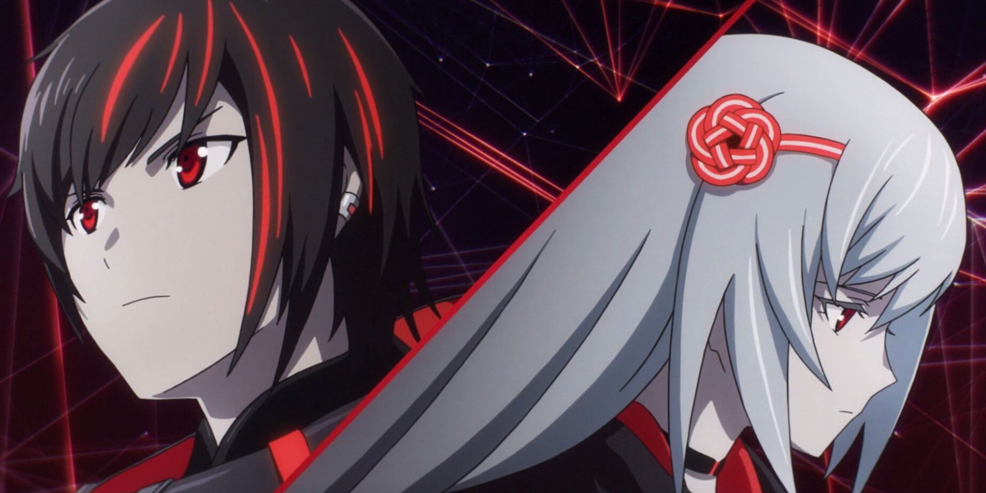 Scarlet Nexuse peapilt Yuito ja Kasane kõrvuti Anime avamisel