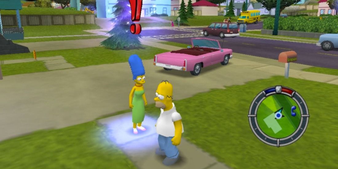 Simpsons Hit Run Marge Standing Intro Car Convertible