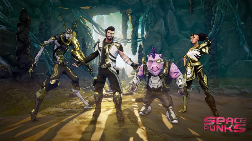Una captura de pantalla de Space Punks que muestra a los personajes héroes.