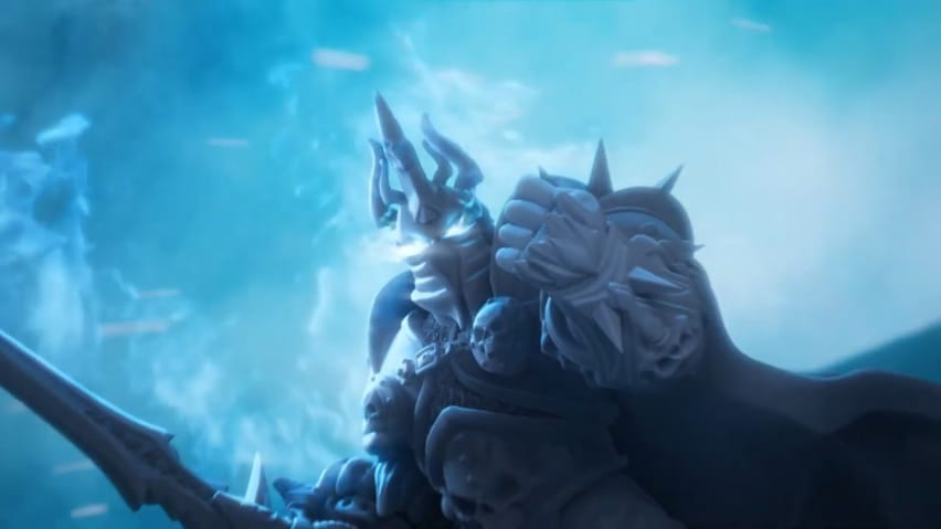 'N Kykie na die miniatuur van die Lich King vir die Warcraft Pandemic Board Game