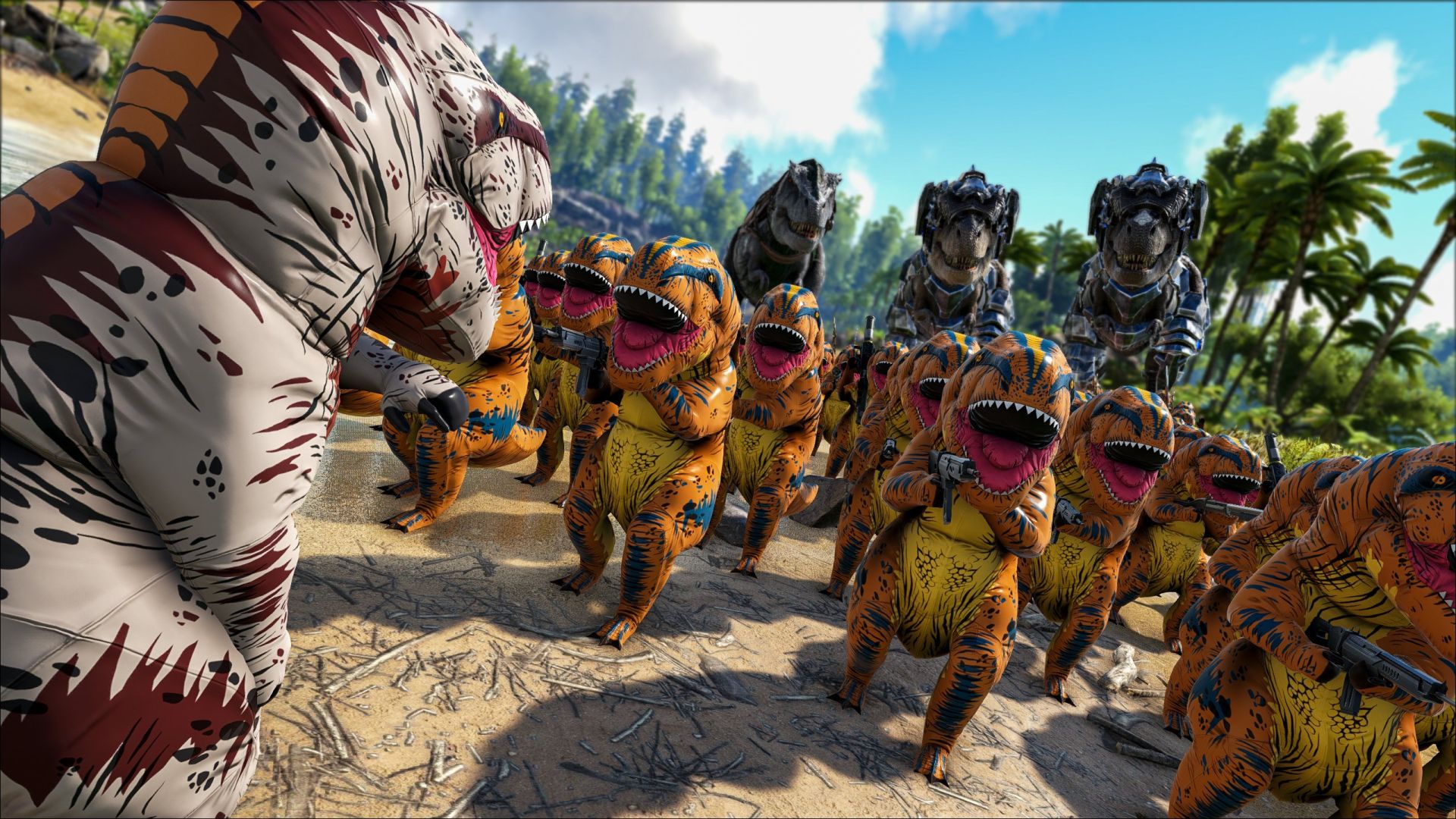 Ark: Survival Evolved now has inflatable dinosaur costumes