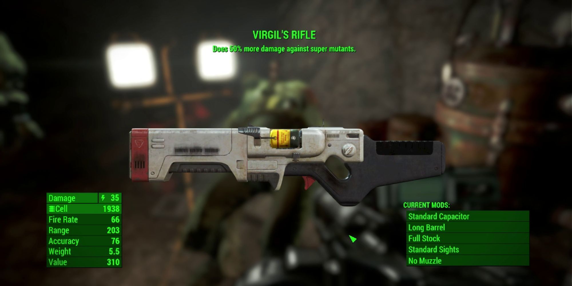 Fallout 4 In Inventory Menu, Virgil Rifle