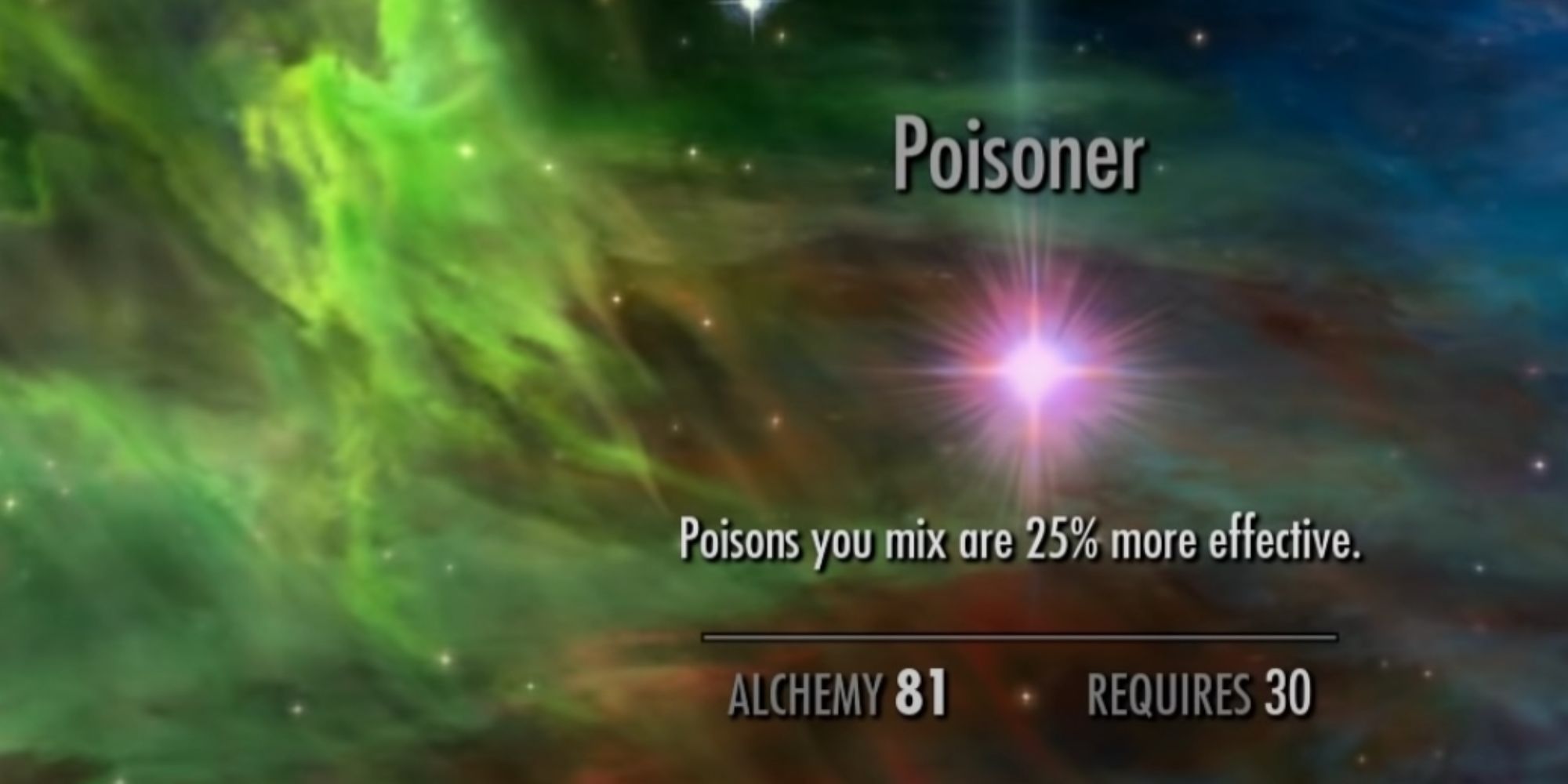 Skyrim Poisoner Perk az Alchemy Skill Tree menüben