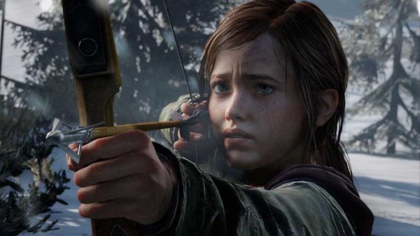 The Last Of Us Ellie holding a bow with an arrow ready